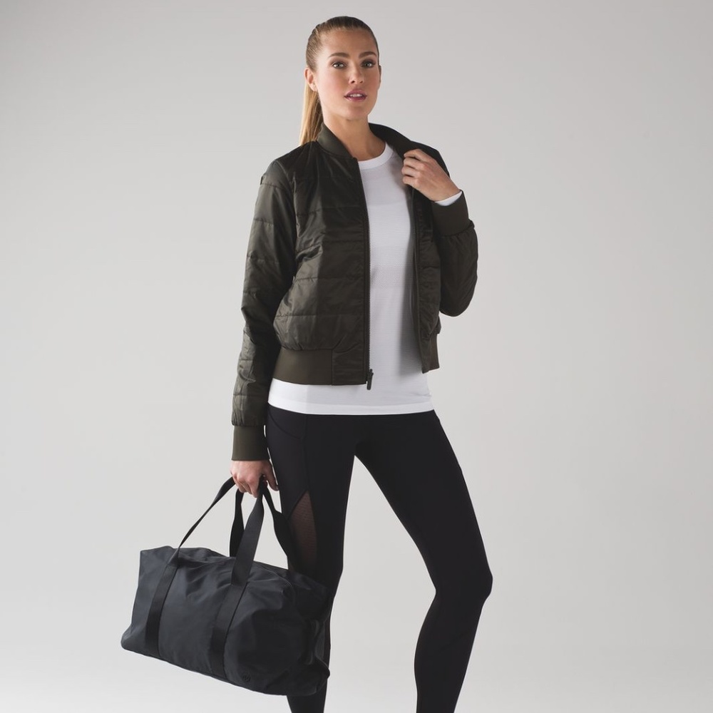 Lululemon Non Stop Olive Green Bomber Jacket 4